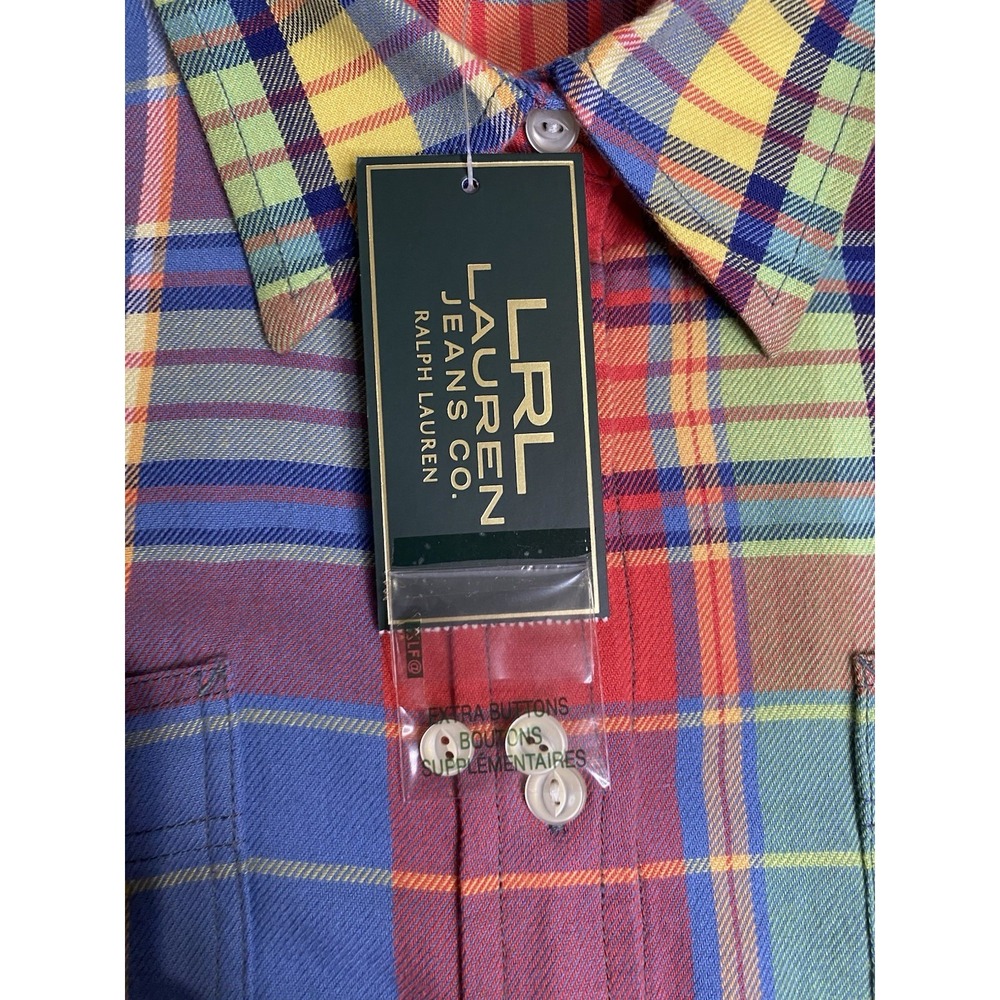 NWT LRL Ralph Lauren Men's XL Classic Fit Bright Plaid Oxford Long Sleeve Shirt - Picture 6 of 11